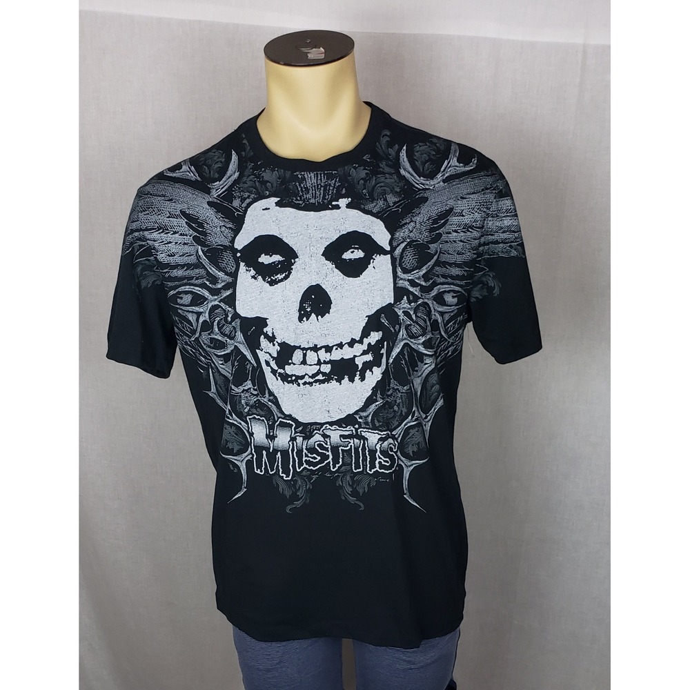 Misfits Fiend Club Skull Graphic T-Shirt Mens M Black Punk Rock Band Tee Goth